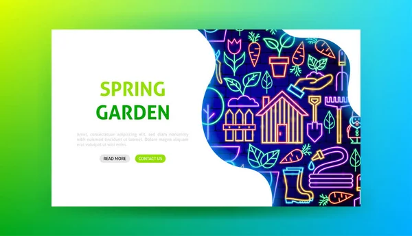 Spring Garden Neon Landing Page — 스톡 벡터