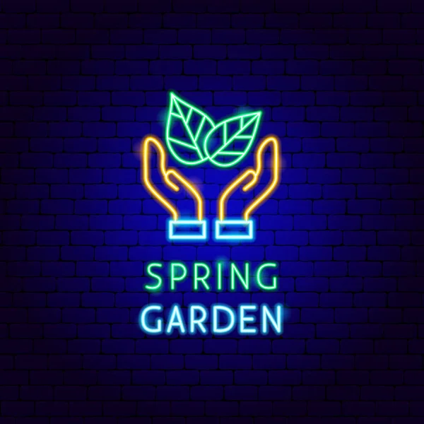 Spring Garden Neon Label — Stock Vector