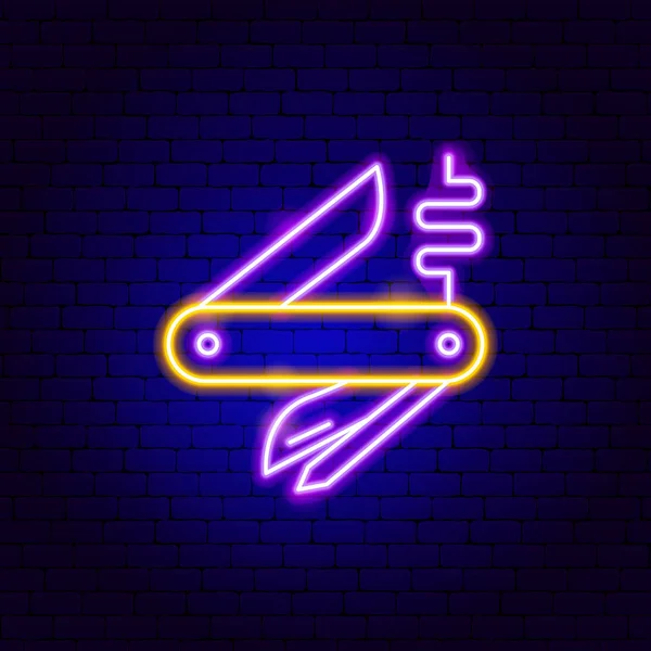 Cuchillo de bolsillo Neon Sign — Vector de stock