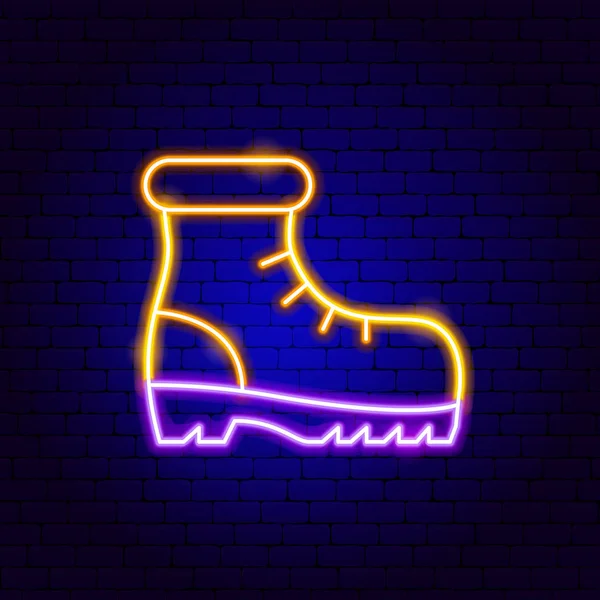 Hiking Boot Neon Sign — Stock Vector