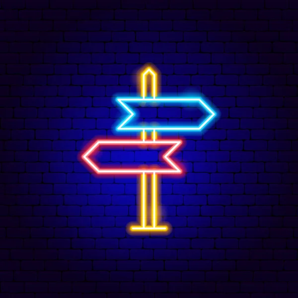 Direction Sign Neon Sign — 스톡 벡터