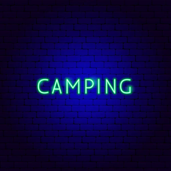 Camping Neon Text — Stock Vector