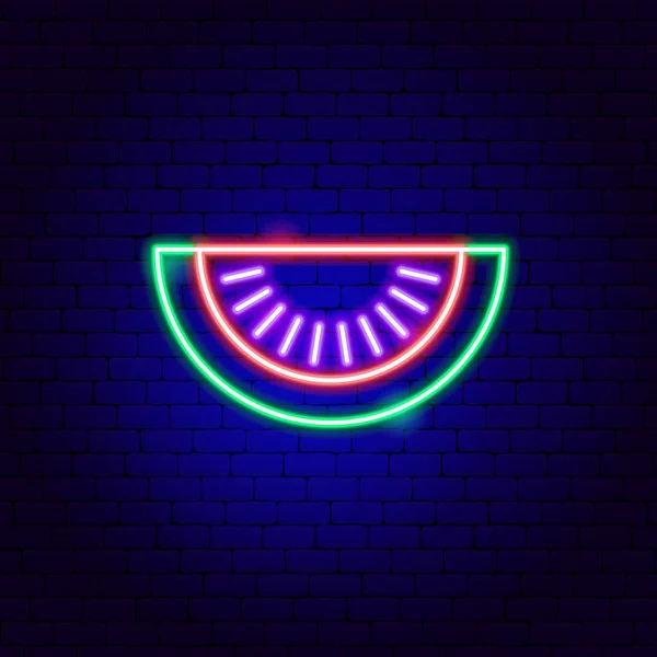 Watermelon Slice Neon Sign — Stock Vector