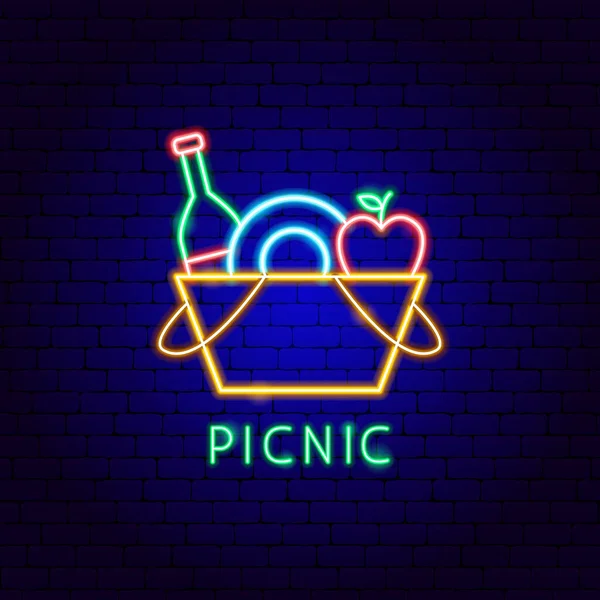 Piknik neon címke — Stock Vector