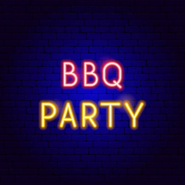 Bbq Partisi Neon Metni — Stok Vektör