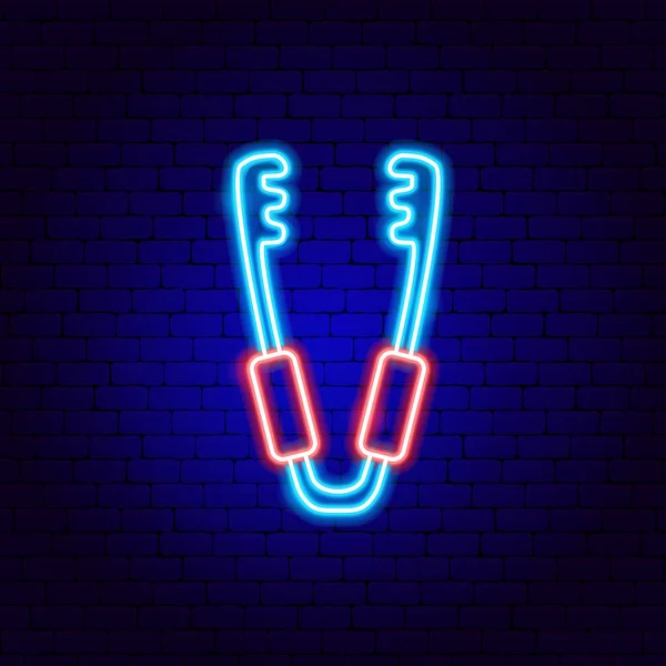 Barbecue Tongs Neon Sign — Stockvector