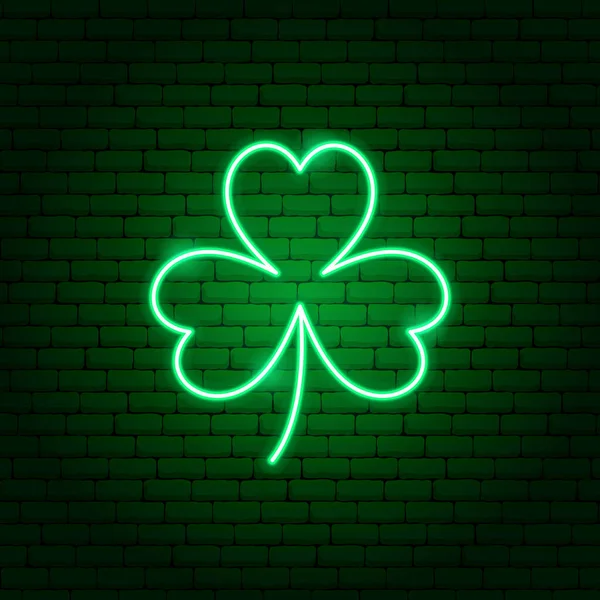 Three Leaf Clover Neon Sign — Stock Vector