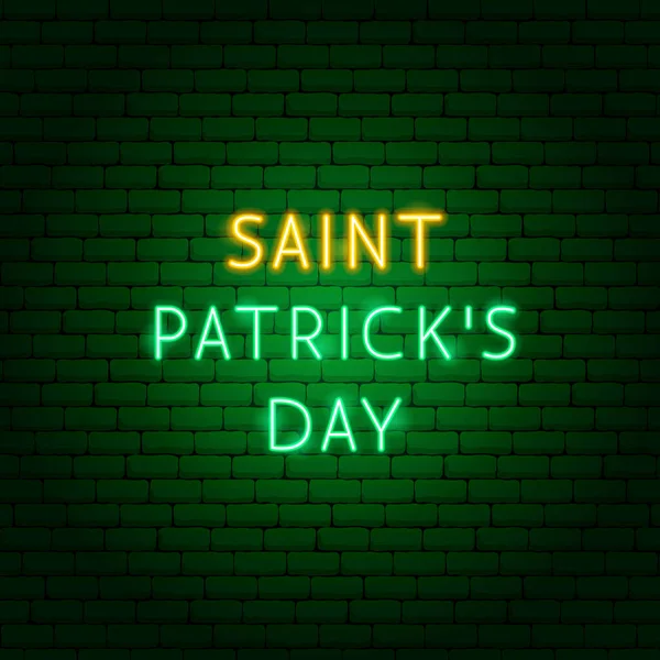 Saint Patricks Day Neon Text — Stock vektor