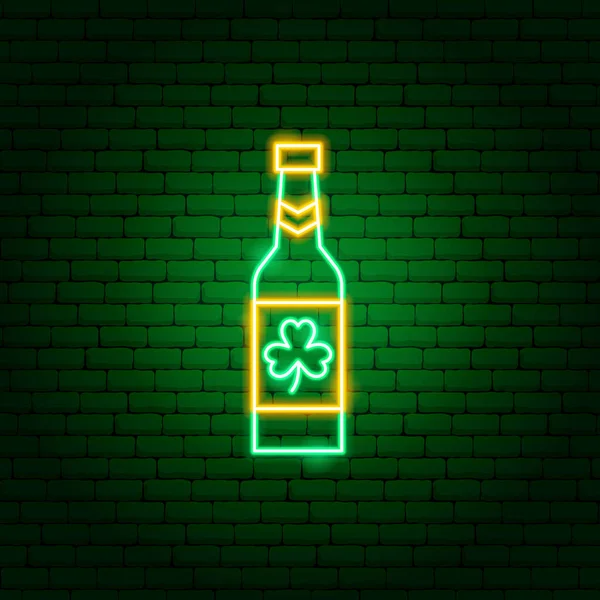 Botella de cerveza irlandesa Neon Sign — Vector de stock