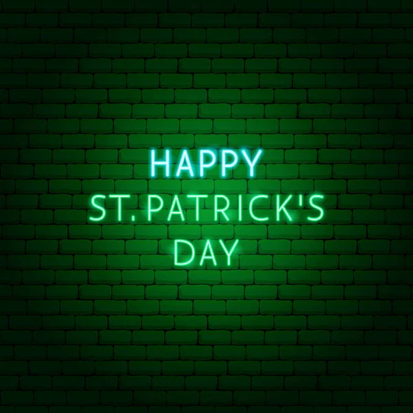 Happy St. Patricks Day Neon Text — Stockvektor