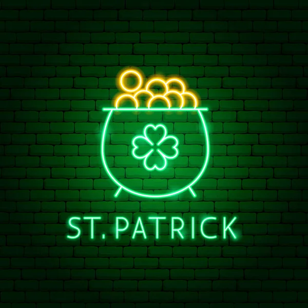 Χρυσή ετικέτα Saint Patrick Neon — Διανυσματικό Αρχείο