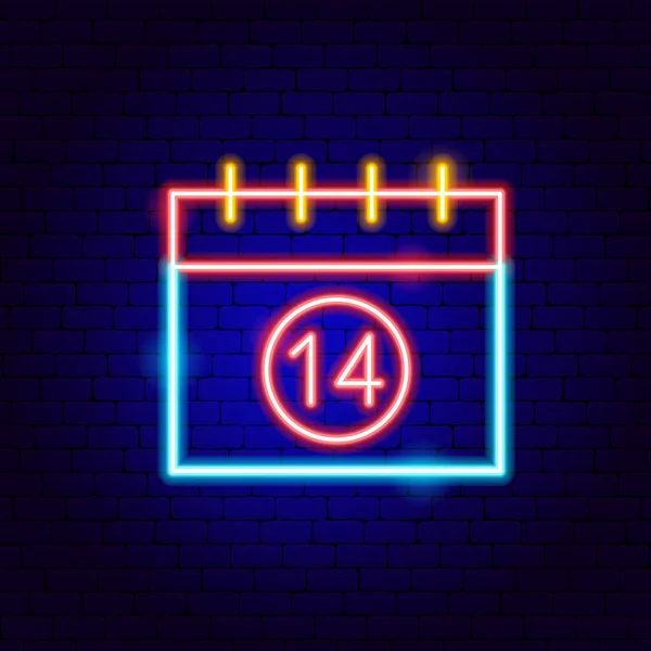 14 Days Calendar Neon Sign — Stock Vector