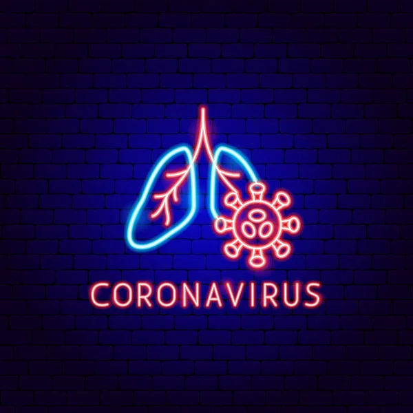 Etiqueta de neón Coronavirus — Archivo Imágenes Vectoriales