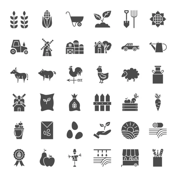 Farming Solid Web Icons — Stock Vector