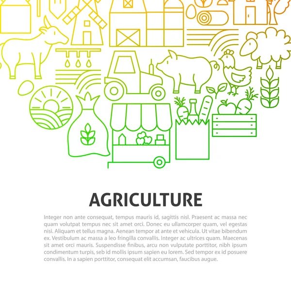 Línea de Agricultura Concepto — Vector de stock