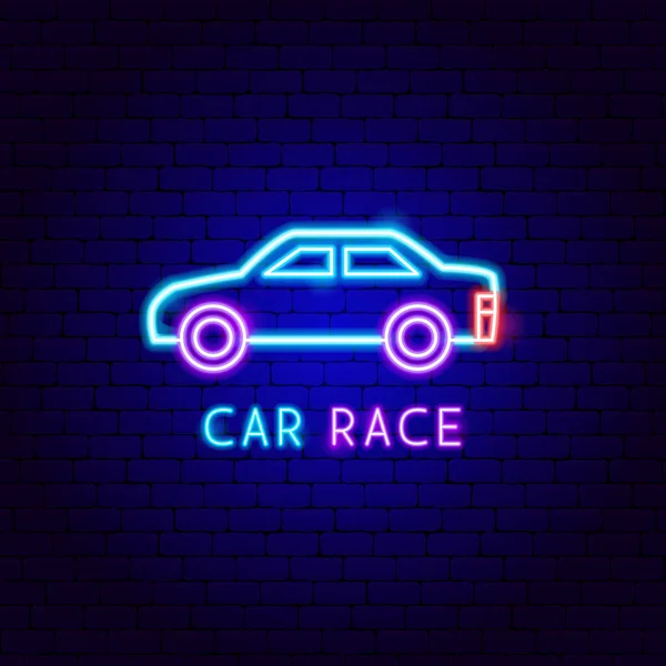 Car Race Neon Label — Vetor de Stock