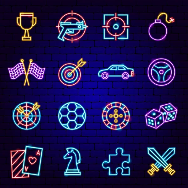 Кибер-спорт Neon Icons — стоковый вектор