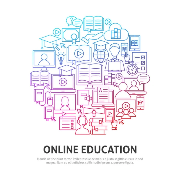 Concepto de círculo de educación en línea — Archivo Imágenes Vectoriales