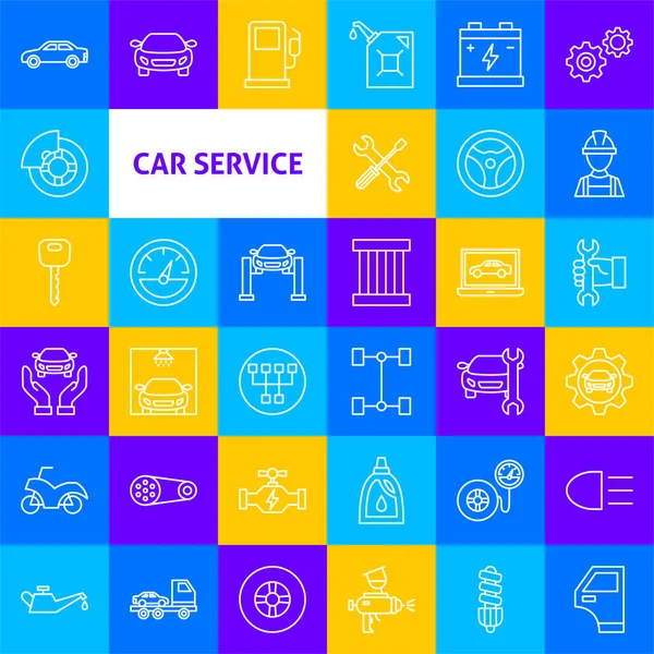 Icônes de ligne de service de voiture — Image vectorielle
