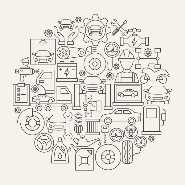 Ikony samochodów Service Line Circle — Wektor stockowy