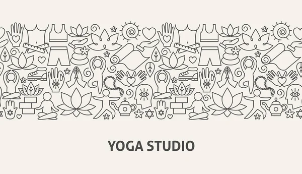 Yoga Studio Banner Concept Vector Illustratie Van Outline Design — Stockvector