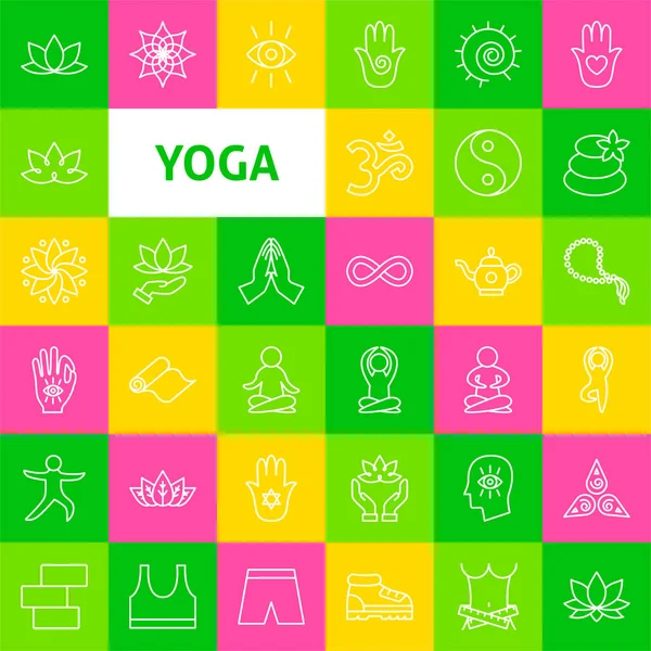 Iconen van yogalijnen — Stockvector