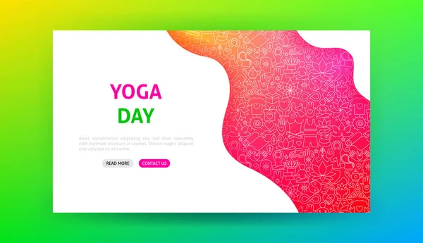 Yoga Dag Landingspagina Vector Illustratie Van Outline Design — Stockvector