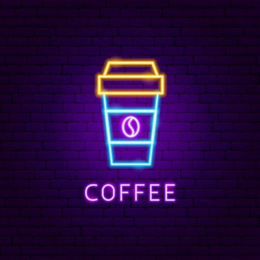 Neon Label kahvesi. İçki Tanıtımının Vektör Tanıtımı.