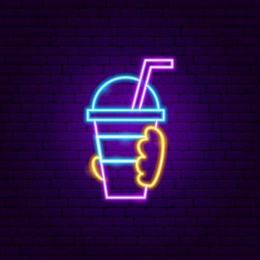 El İçkisi Neon tabelası. Kupa Tanıtımının Vektör Tanıtımı.