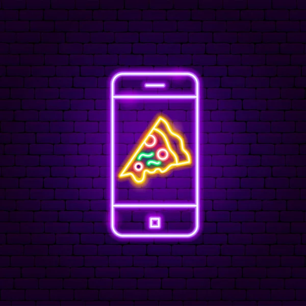 Pizza Mobile Neon Sign. Vector Illustration of Online Order Promotion.