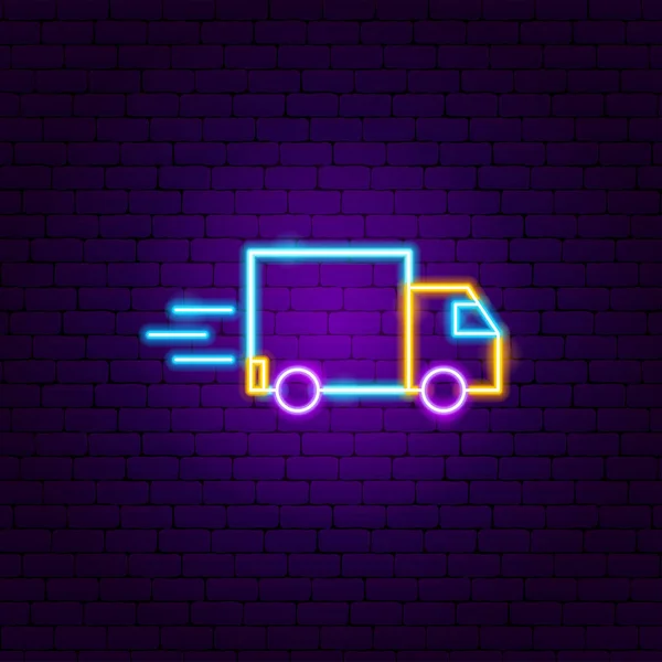Szybki Neon Truck Ilustracja Wektorowa Promocji Dostaw — Wektor stockowy