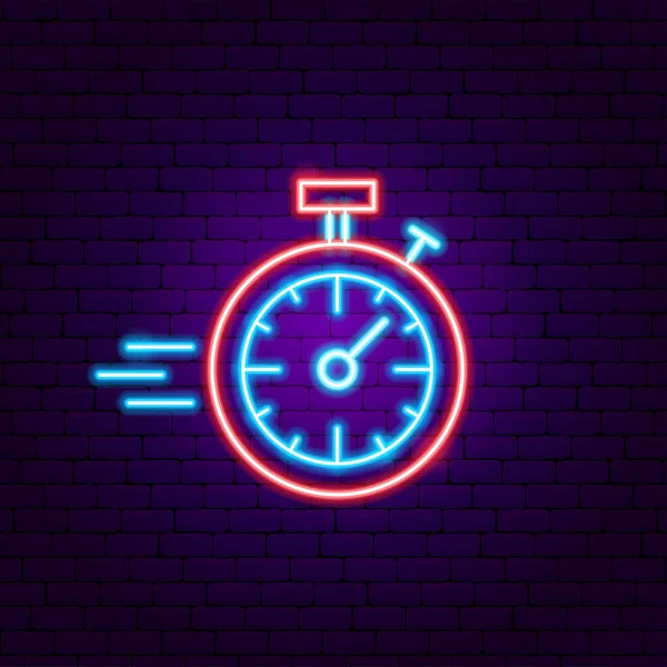 Snel Stopwatch Neon Sign Vector Illustratie Van Tijd Promotie — Stockvector