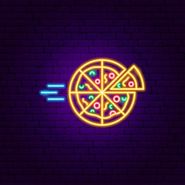 Cepat Pizza Neon Sign Vektor Ilustrasi Promosi Pangan - Stok Vektor