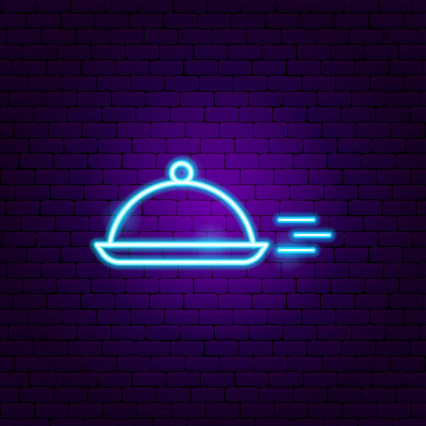 Fast Menu Dish Neon Sign. Vector Illustration of Food Promotion.