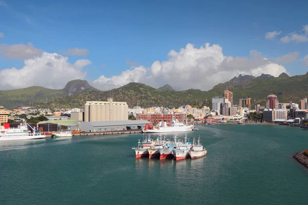 Water area of seaport and city. Port Louis, Mariky — Stock Photo, Image