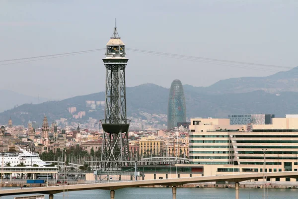 Centralna wieża port ropeway. Barcelona, Hiszpania — Zdjęcie stockowe