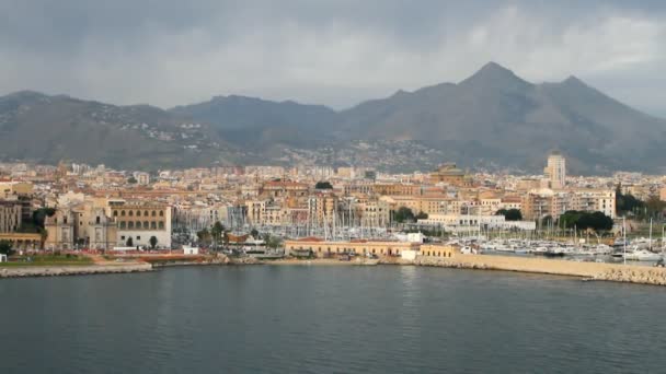 Sahil şehir panoraması. Palermo, Sicilya — Stok video