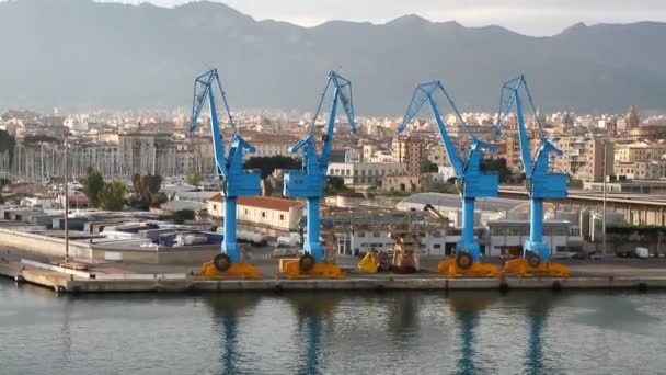 Puerto y ciudad de carga marítima. Palermo, Italia — Vídeos de Stock