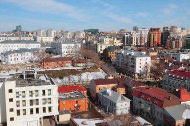 Üstten Görünüm şehrin tarihi merkezi. Kazan, Rusya Federasyonu