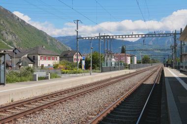  Elektrikli demiryolu parça. VERNAYAZ, Martigny, İsviçre