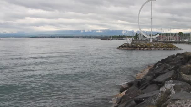 Meer van Genève. Lausanne, Zwitserland — Stockvideo