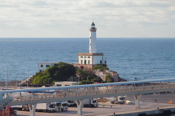 Mooring of seaport and beacon. Ibiza, Spain — Stock Photo, Image
