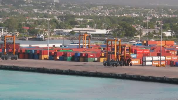 Containerterminal Haven Bridgetown Barbados — Stockvideo