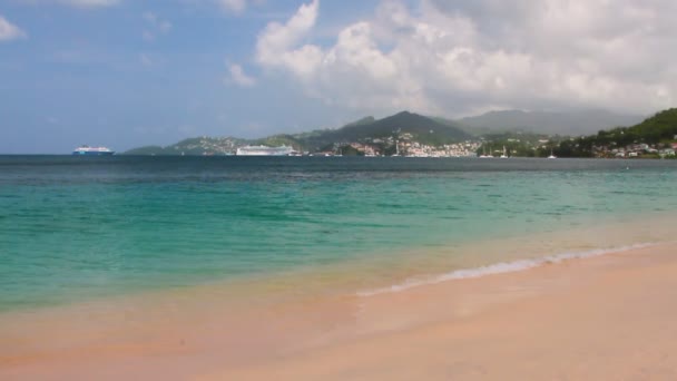 Κόλπο Και Την Παραλία Τροπικό Νησί Grand Anse Του Αγίου — Αρχείο Βίντεο