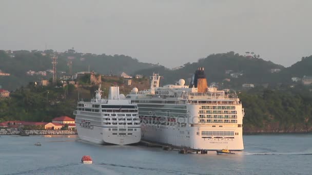 George Grenada Nov 2017 Cruise Liners Parkeren Haven — Stockvideo