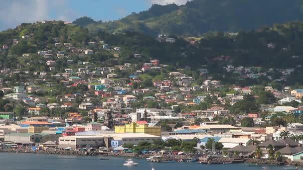 Πόλη Και Βουνά Στην Ακτή Κίνγκσταουν Άγιος Βικέντιος Και Γρεναδίνες — Αρχείο Βίντεο