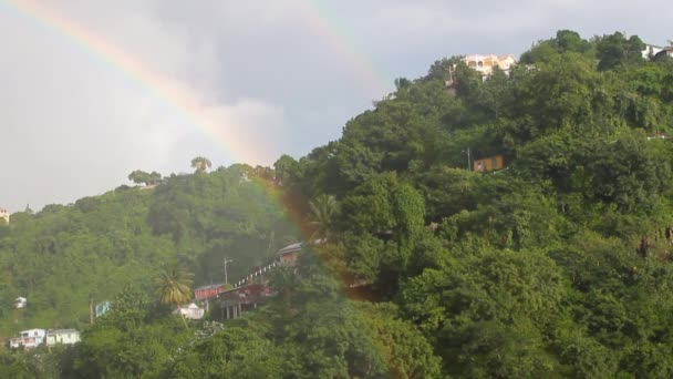 Pioggia Arcobaleno Nei Tropici Kingstown Saint Vincent Grenadine — Video Stock