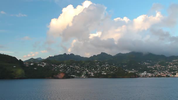 Meer Tropische Insel Und Wolken Königstown Saint Vincent Und Grenadinen — Stockvideo