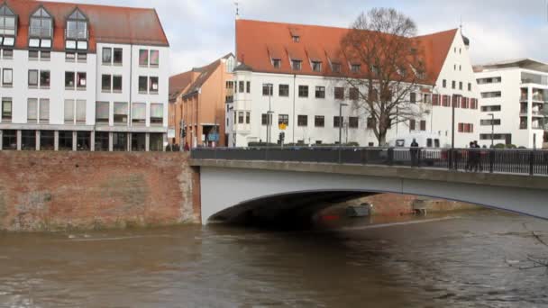 Fluss Brücke Und Stadt Ulm Baden Wruttemberg — Stockvideo