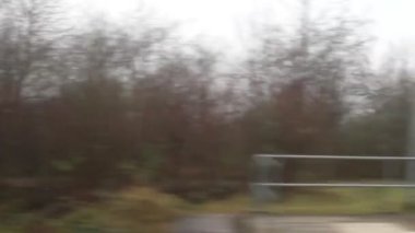 İstasyona gelen trenin penceresinden görüntüleyin. Baden Wurttemberg, Almanya